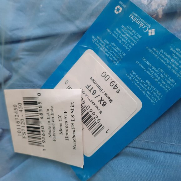 Columbia Men's Big & Tall Bonehead Long Sleeve Shirt 6X - Picture 5 of 5